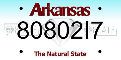 80802I7 Arkansas License Plate