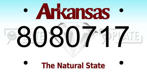 8080717 Arkansas License Plate