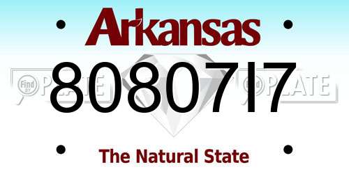 80807I7 Arkansas License Plate