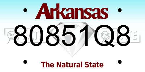 80851Q8 Arkansas License Plate