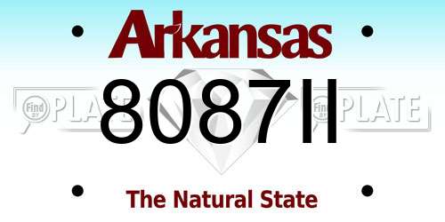 8087II Arkansas License Plate