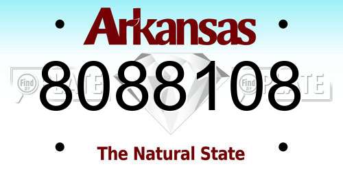 8088108 Arkansas License Plate