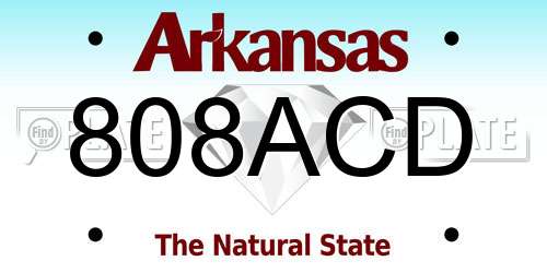808ACD Arkansas License Plate