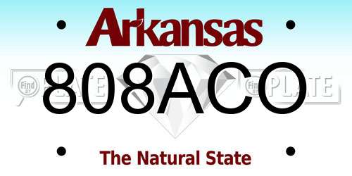 808ACO Arkansas License Plate
