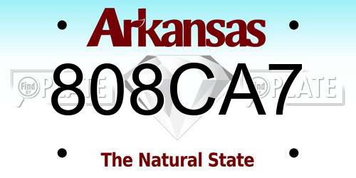 808CA7 Arkansas License Plate