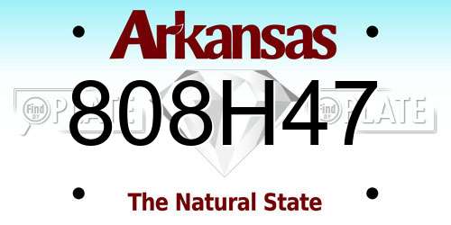 808H47 Arkansas License Plate