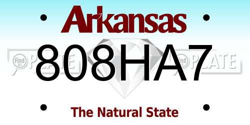 808HA7 Arkansas License Plate