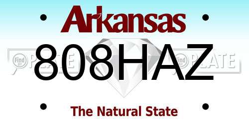 808HAZ Arkansas License Plate