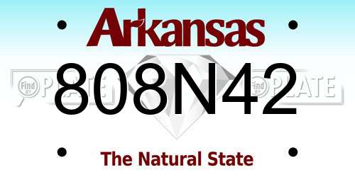 808N42 Arkansas License Plate