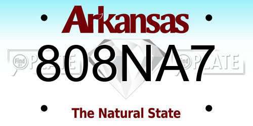808NA7 Arkansas License Plate
