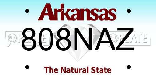 808NAZ Arkansas License Plate
