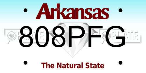 808PFG Arkansas License Plate