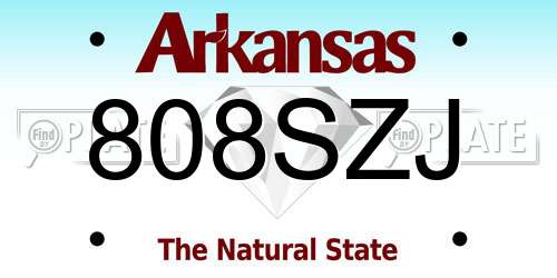 808SZJ Arkansas License Plate