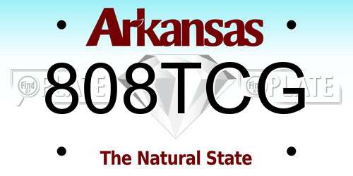 808TCG Arkansas License Plate