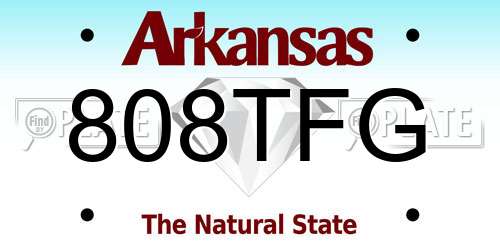 808TFG Arkansas License Plate