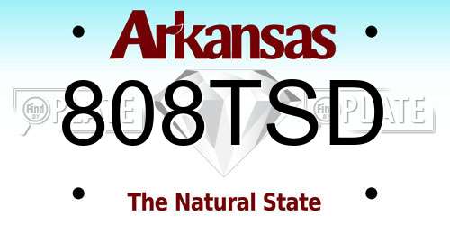 808TSD Arkansas License Plate