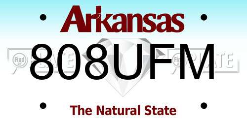 808UFM Arkansas License Plate