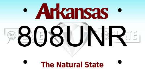 808UNR Arkansas License Plate