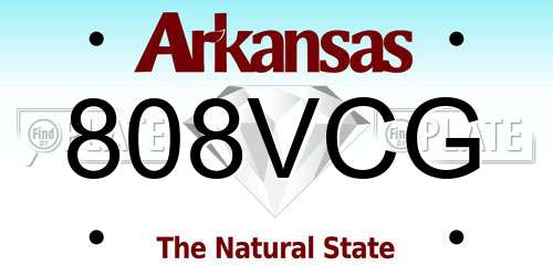 808VCG Arkansas License Plate