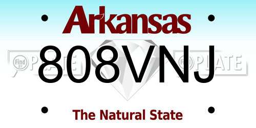 808VNJ Arkansas License Plate