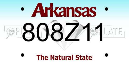 808Z11 Arkansas License Plate