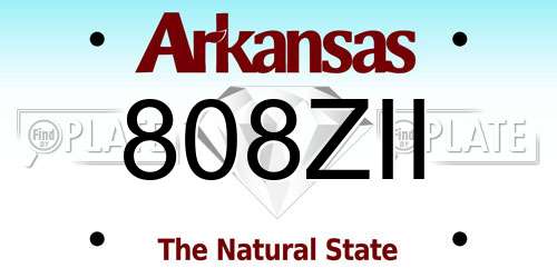 808ZII Arkansas License Plate
