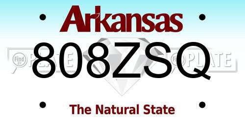 808ZSQ Arkansas License Plate