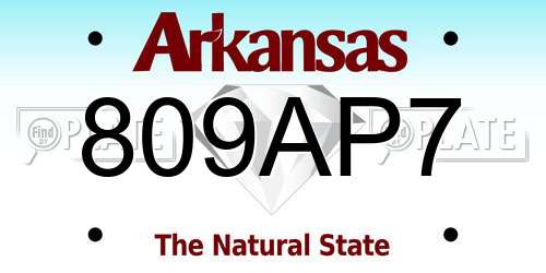 809AP7 Arkansas License Plate