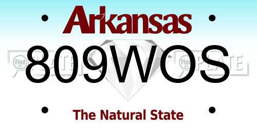 809WOS Arkansas License Plate