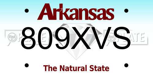 809XVS Arkansas License Plate