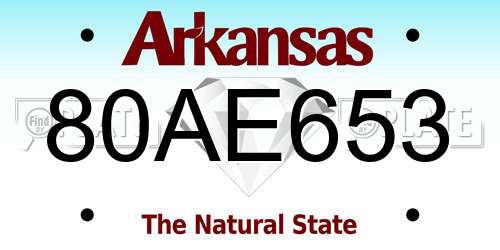 80AE653 Arkansas License Plate