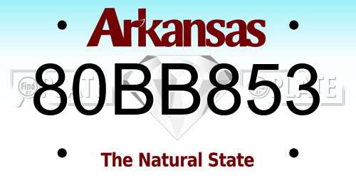 80BB853 Arkansas License Plate