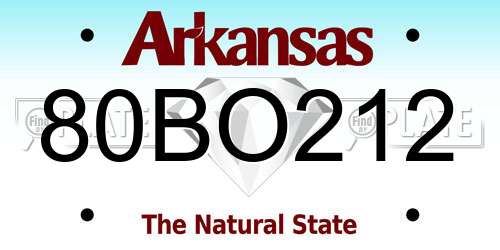 80BO212 Arkansas License Plate