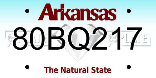 80BQ217 Arkansas License Plate