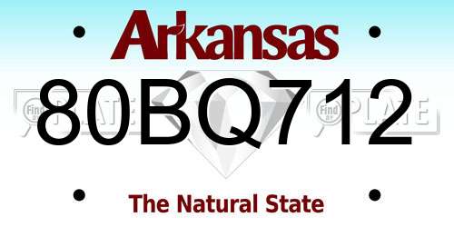 80BQ712 Arkansas License Plate