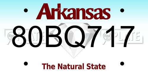 80BQ717 Arkansas License Plate
