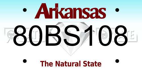 80BS108 Arkansas License Plate