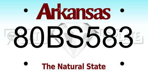 80BS583 Arkansas License Plate