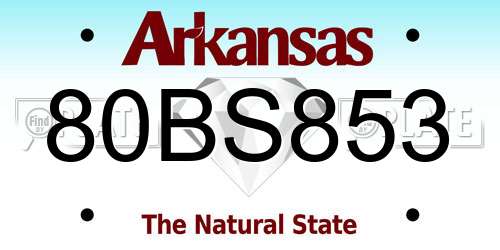 80BS853 Arkansas License Plate