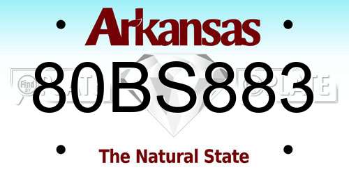80BS883 Arkansas License Plate