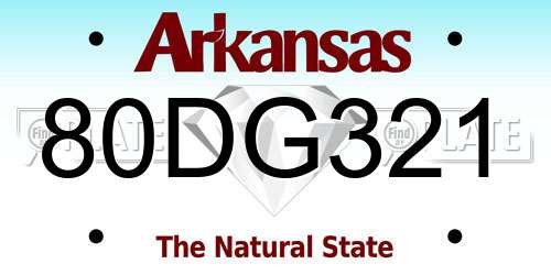 80DG321 Arkansas License Plate