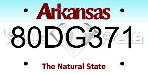 80DG371 Arkansas License Plate
