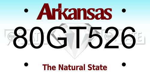 80GT526 Arkansas License Plate