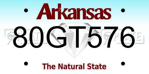 80GT576 Arkansas License Plate