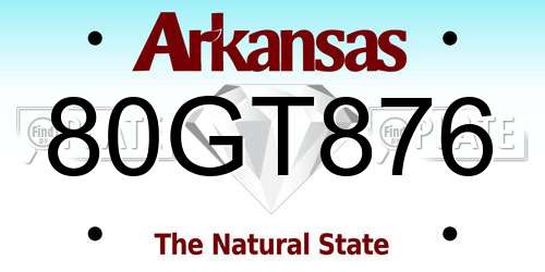 80GT876 Arkansas License Plate