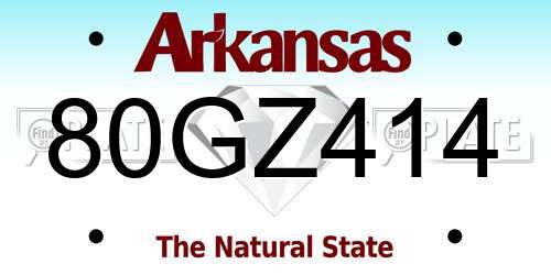 80GZ414 Arkansas License Plate