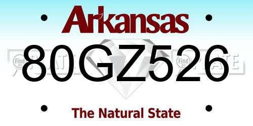 80GZ526 Arkansas License Plate