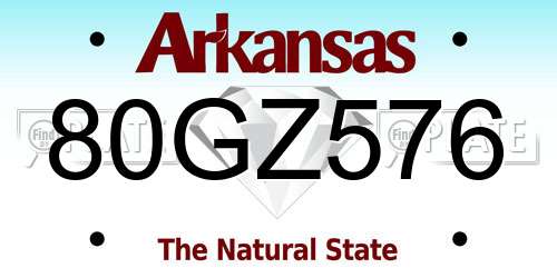 80GZ576 Arkansas License Plate