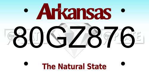 80GZ876 Arkansas License Plate