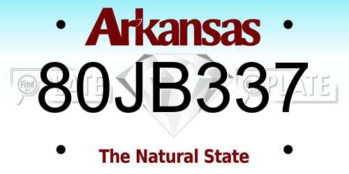 80JB337 Arkansas License Plate
